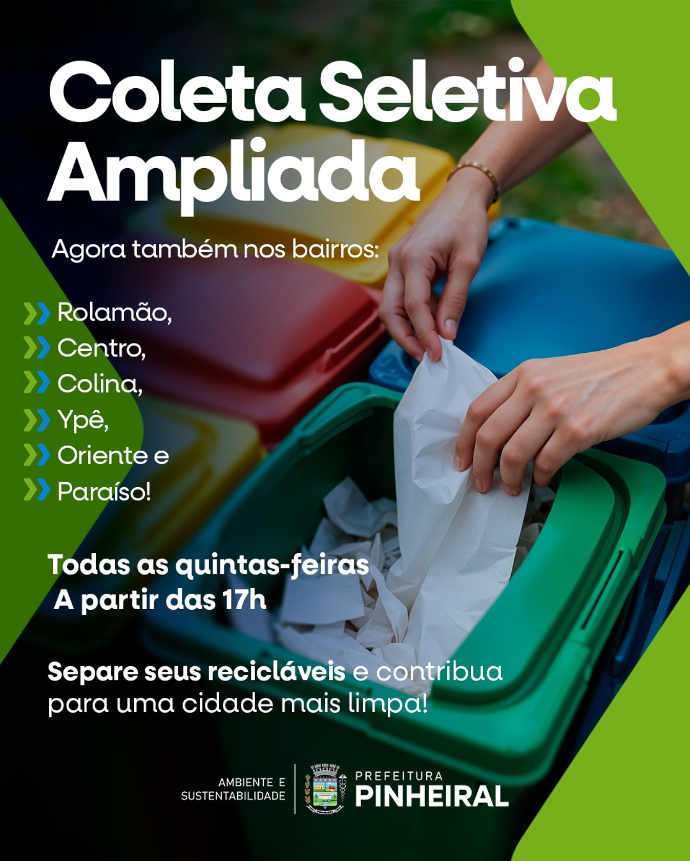 Coleta Seletiva Ampliada em Pinheiral: veja os novos bairros atendidos